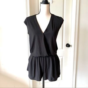 BCBGENERATION Black Jersey Knit Wrap Romper—SZ. XS